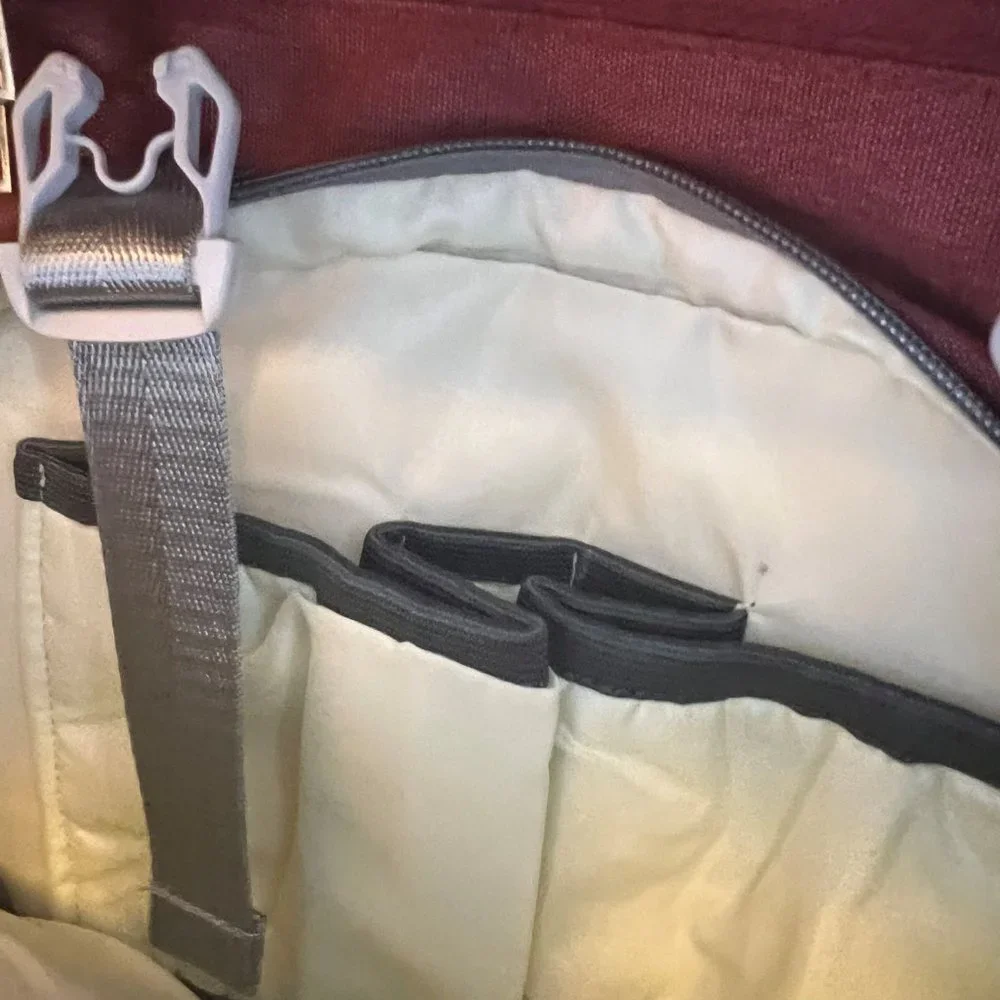 HWJF Maroon Backpack Diaper Bag Customized with Ghostbuster Patch